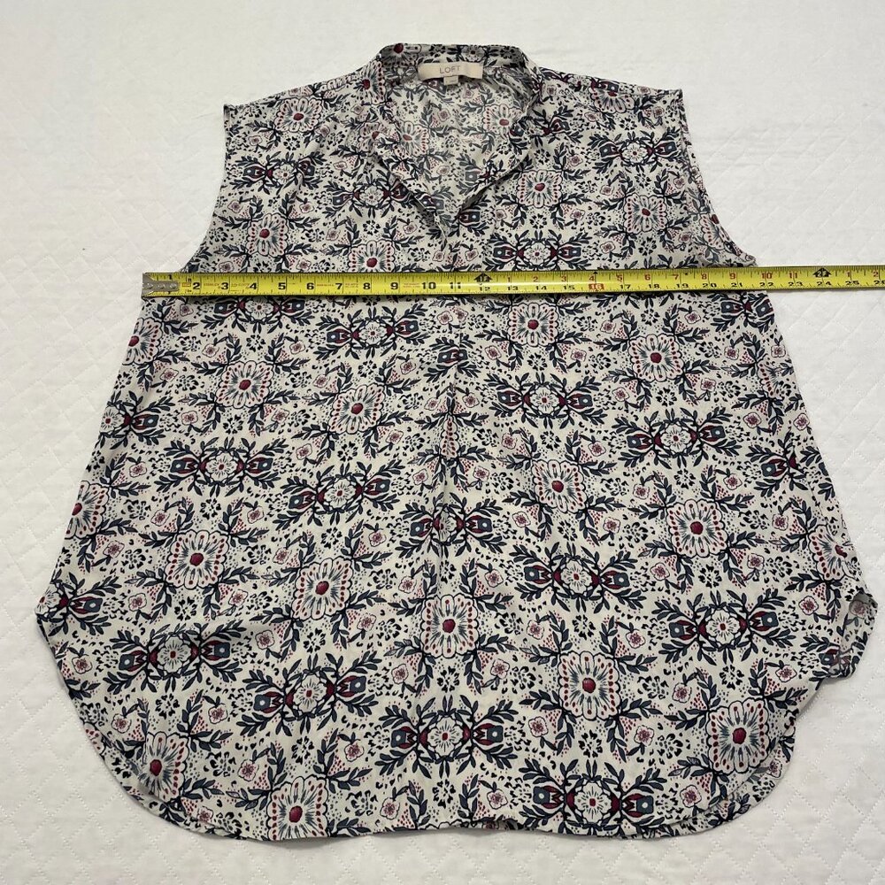 Women's Loft Patterned V-Neck Sleeveless Blouse XL - Picture 6 of 7